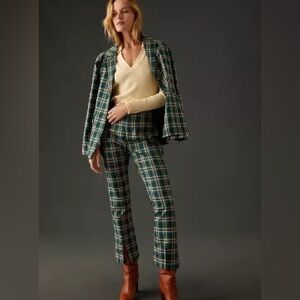 NWT ANTHRO x GREYLIN S front slit plaid pants in green motif